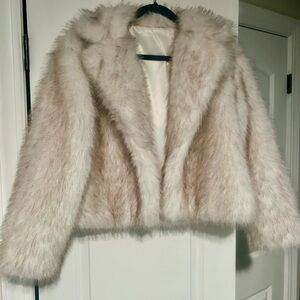 Elegant Cream Faux Fur Jacket